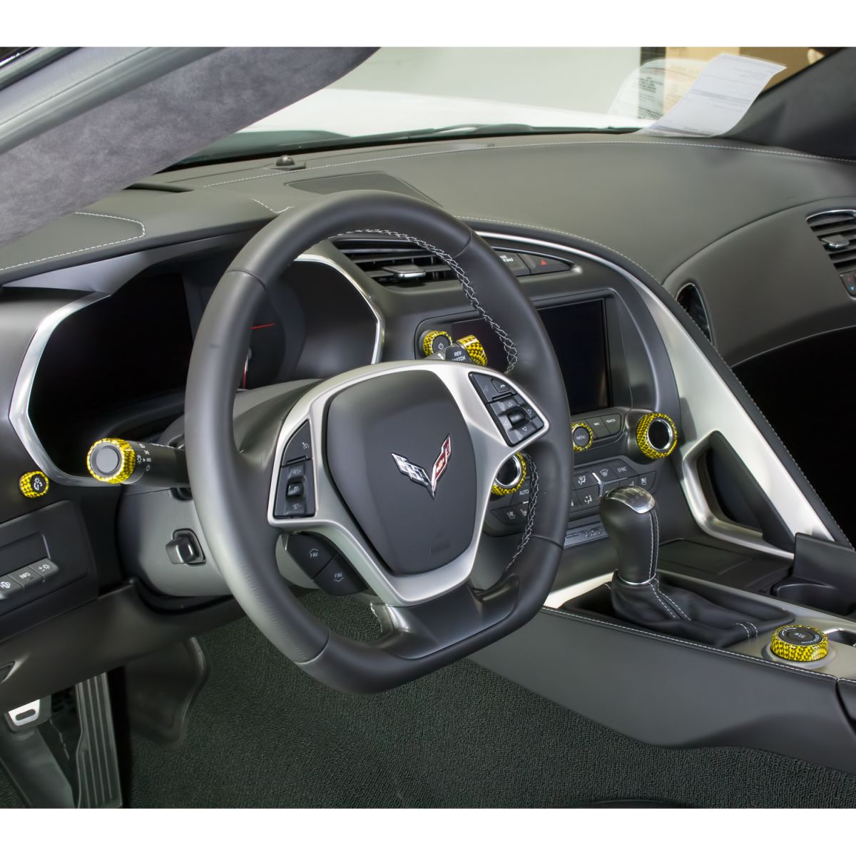 C7 Corvette Interior Knob Kit Carbon Fiber Color Matched - RPIDesigns.com